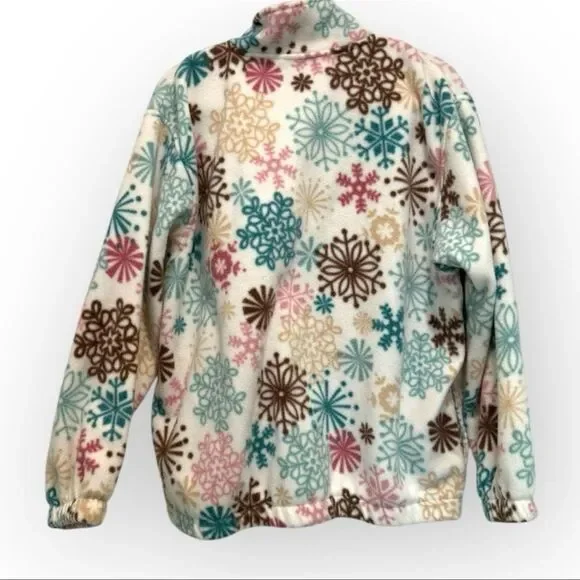 Alfred Dunner Snowflake Printed Fleece Jacket with Sequin Beads | Size Medium - Picture 2 of 5